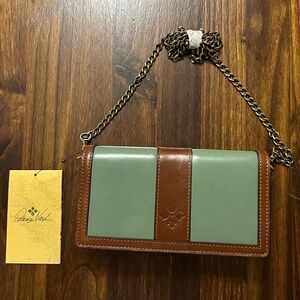 Patricia Nash Gemma Chain Leather Crossbody - Cognac/Sage NWT